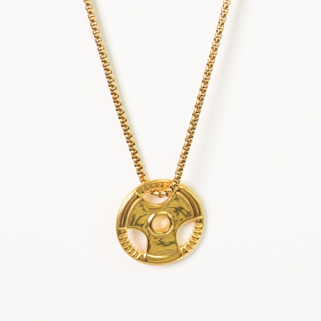 Barbell Plate Gold Pendant