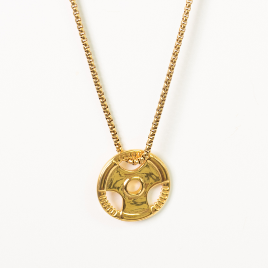 Barbell Plate Gold Pendant